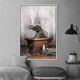 thumbnail image 4 of Animal Artwork, Elephant Wall Decor, Elephant Bathroom Canvas Art, Bathtub Elephant Art, Bathroom Poster, Cute Elephant Poster, Canvas Wall Decor - White Framed, 4 of 6