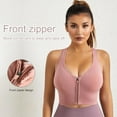 thumbnail image 4 of Women's Zip Front Sports Bra Wireless Post-Surgery Bra Active Yoga Sports Bras, 4 of 9
