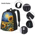 thumbnail image 3 of Pofeuu Starry Sky Sunflower Print Backpack Travel Backpacks With Lunch Bag Pencil Bag Set 3 pcs Set Cartoon Backpack, 3 of 7