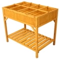thumbnail image 2 of Gzxs Raised Garden Bed, 8 Pocket Herbs Planter Box, Outdoor Horticulture Vegetables Standing Planter Bed with Grids Divider & Protective Liner, 36"L x 24.2"W x 31.8"H, Natural, 2 of 7