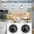 thumbnail image 7 of 2-Tier Washer Dryer Countertop, Wood Laundry Countertop with 2.75" H Edge Rails, Waterproof Washer Dryer Cover with Anti-Slip Pads for Laundry Room Organization and Storage, Walnaut/Natural/White, 7 of 7