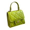 thumbnail image 1 of Bolso de mano Ticfox de hombro con correa de cadena PU Verde Patrón de diamante Tamaño libre, 1 of 12