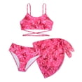 thumbnail image 4 of Agkizg Girls Two Piece Swimsuit Set with Chest Pad Mesh Detail Print Swimwear for Kids Youth Teens Beach Swimming, 4 of 4