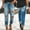 Blue, variant on Womens Ripped Jeans Fashion High Waist Pant Fashion Solid Casual Straight Leg Pants Hole With Pocket Blue XXL