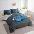 thumbnail image 3 of Manfei Boys Sport Theme 7-Piece Twin Bedding Sets,Teens Basketball Gamer Bedding Comforter Set,Blue Gray Sheet Sets For Teens,Luxury Bedroom Decor Reversible, 3 of 8
