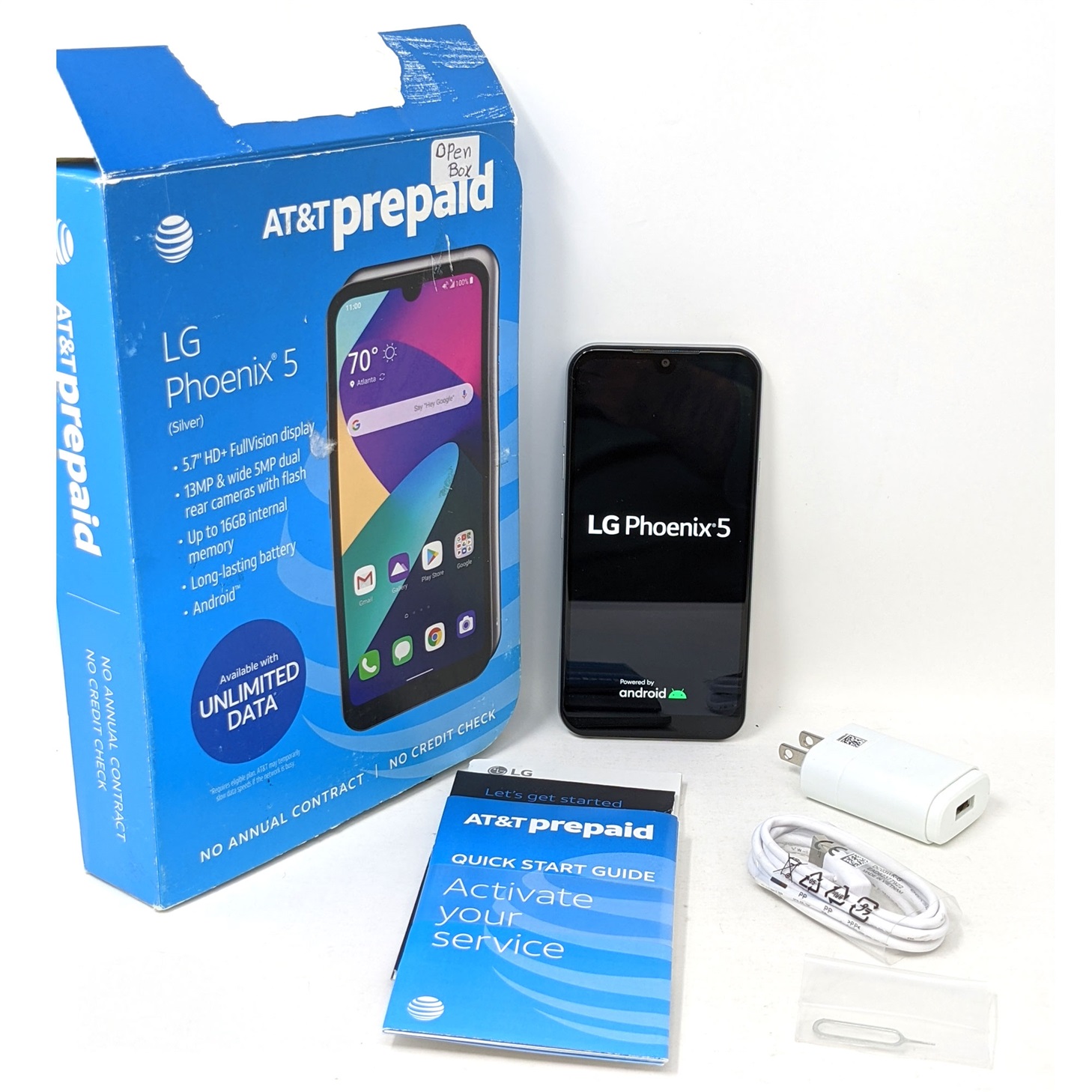 OB LG Phoenix 5 16GB LMK300AM 2GB RAM GSM Unlocked Smartphone Silver