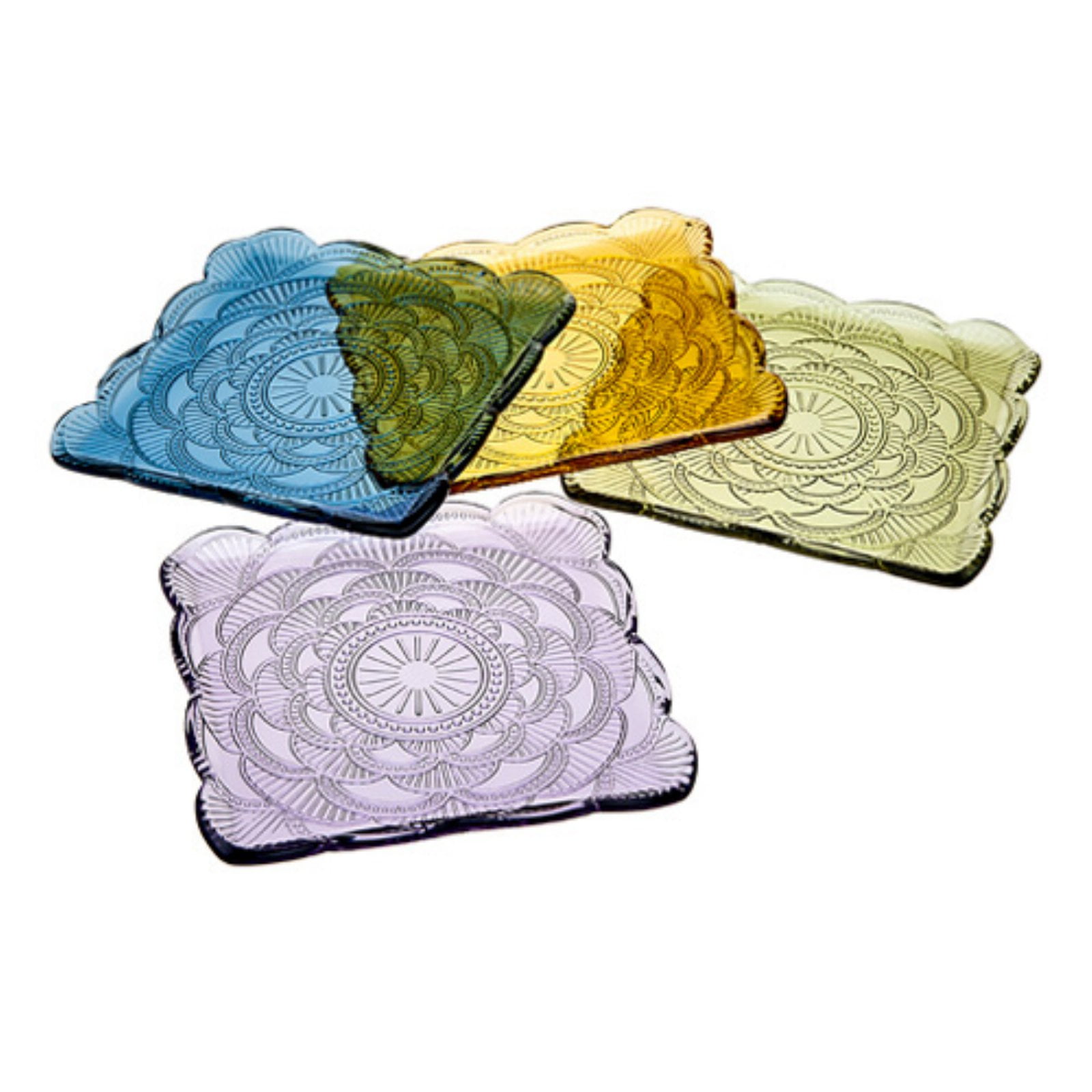 Godinger Marcella Square Dessert Plates Set of 4 Assorted Colors