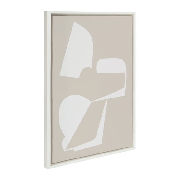 Kate and Laurel Sylvie Eye Catching Sleek Abstract 3 White and Beige Framed Canvas Wall Art by The Creative Bunch Studio, 23x33 White, Modern Contemporary Art for Wall