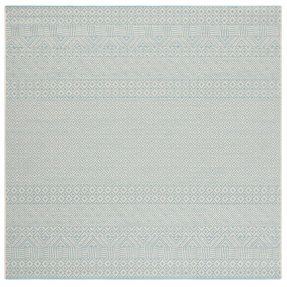 Safavieh Courtyard Naomi Geometric Indoor/Outdoor Area Rug, Beige/Aqua, 6'7" x 6'7" Square