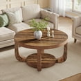 thumbnail image 3 of Tribesigns Round Coffee Table with Storage, 2-Tier Circle Coffee Table for Living Room, Thick Tabletop & Base, Rustic Brown, 3 of 5