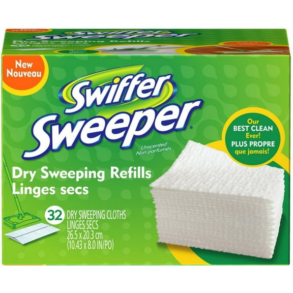 Swiffer Sweeper Dry Sweeping Cloths Refills, Unscented 32 ea (Pack of 2).