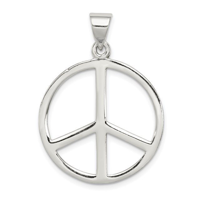 Collier Pendentif Signe de Paix en Argent Sterling 925, Symbole Inspirant, avec Finition Polie et Revêtement Anti-Ternissement. Ce Pendentif Hypoallergénique Mesure 33 mm de Longueur et 24 mm de Largeur, Doté d'Un Motif Signe de Paix Intemporel. Parfait pour les Femmes comme Cadeau de Bijoux Fin pour des occasions comme les Anniversaires, les Anniversaires et la Saint-Valentin. Comprend un Emballage Cadeau Élégant.