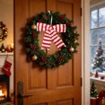 thumbnail image 6 of Dongrere Christmas Tree Bow Decor Plush Hanging Ornament Striped Bow for Window Tree Gift Farmhouse Winter Holiday Decor, A, 6 of 6