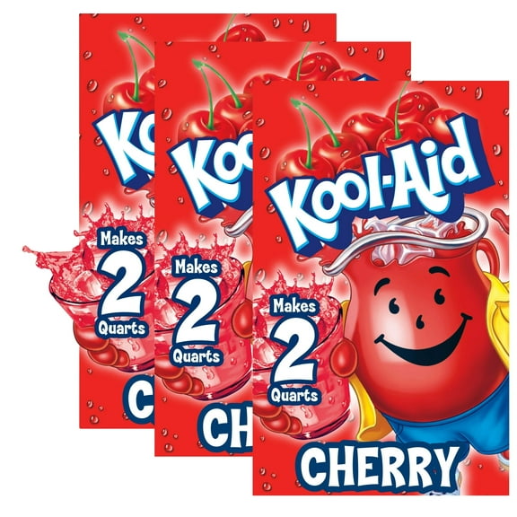 Pack Of 3 Kool-Aid Unsweetened Cherry Artificially Flavored Powdered Soft Drink Mix, 0.13 Oz Packet