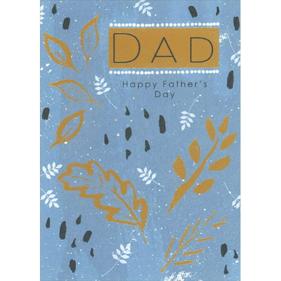 RSVP Gold Foil Leaves on Blue Father's Day Card for Dad