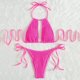 thumbnail image 3 of Conjunto de Bikini de Cintura Alta para Mujeres Color Sólido Sexy Colgantes Ajustables Bikini, Diseño de Corte Alto sin Espalda para Piscina, Playa Y Vacaciones, 3 of 4