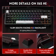لوحة مفاتيح ATTACK SHARK X65 HE Rapid Trigger، دقة RT 0.01 مم، مفتاح مغناطيسي سلكي 8 كيلو هرتز بنسبة 60%، لوحة مفاتيح ألعاب مع كابل ملفوف 8 كيلو هرتز، تشغيل قابل للتعديل، Snap Tap، للكمبيوتر الشخصي/Mac، أسود