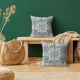 thumbnail image 3 of Boho Pillow Covers 18x18 Set of 2, Ethnic Design Decorative Throw Pillows Linen Blue Carpet Pattern Farmhouse Cushion Pillow Covers for Sofa Couch Outdoor, 3 of 5