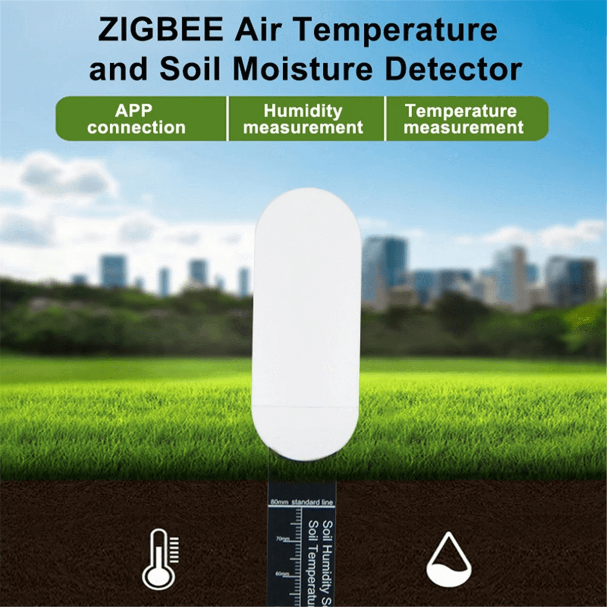 5Pcs Zigbee Smart Soil Sensor Temperature Meter Moisture Humidity Sensor Real-Time Monitoring Plant Monitor Detector