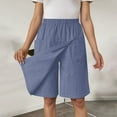thumbnail image 5 of IWRICH Women's Casual Skorts High Waist Summer Linen Knee Length Shorts Solid Tennis Golf Beach Loose Trendy Skirt with Pockets Blue XXL, 5 of 7