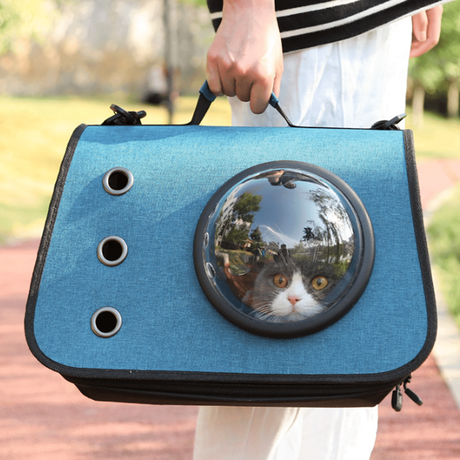 GASTROPOD Cat CarrierTri-Hole Design for Airflow BackpackDual Mesh and Acrylic Covers