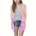 thumbnail image 3 of MKOSPLRT 5-14Y Long Cardigans for Girl Tie Dye Fall Cardigan Sweaters Open Front Long Sleeve Lightweight Cardigan Jacket with Pocket, 3 of 7