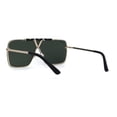 thumbnail image 2 of SA106 Luxury Rimless Oversize Shield 90s Fashion Sunglasses Gold Green, 2 of 4