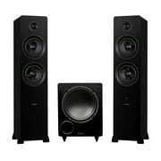 Fluance Ai81 Powered Floorstanding Tower Speakers and DB10 10" Low Frequency Ported Front Firing Powered Subwoofer with 15 Feet RCA Ultimate Performance Collection Subwoofer Cable (Black Ash)