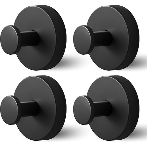 Black Stainless Steel Removable Towel Hooks - Bathroom Suction Cups
