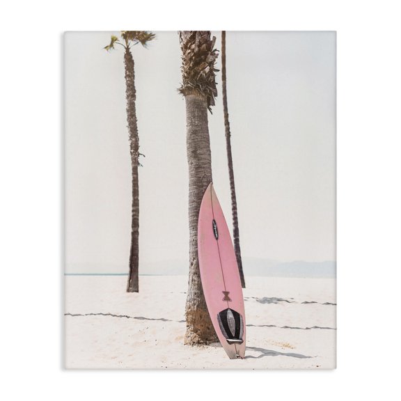Stupell Industries Coastal Pink Surfboard on Coast Canvas Art, 24 x 30, by Sisi and Seb