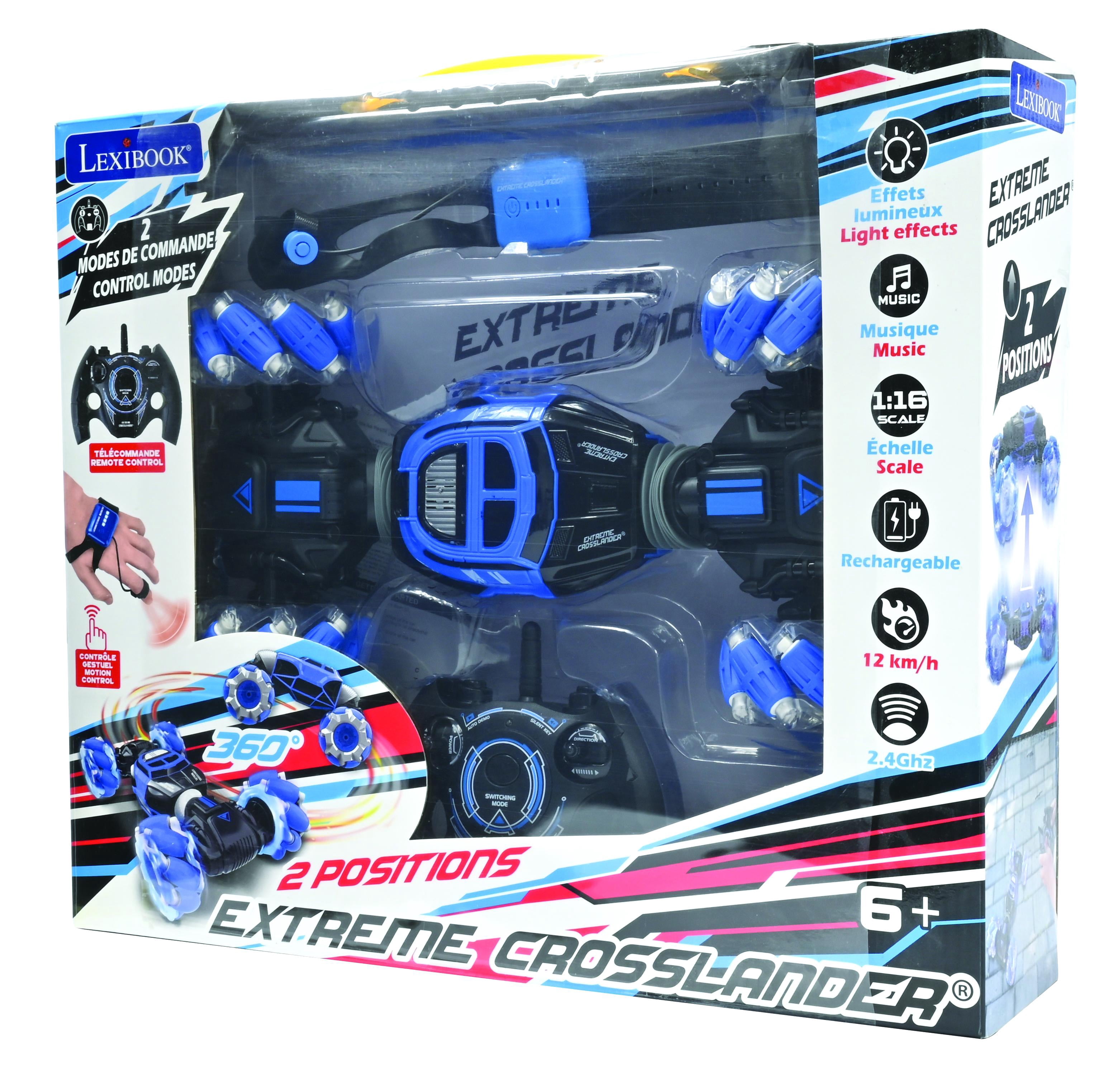 Lexibook, Extreme Crosslander, Off-road Remote Control Car, up to 12km/h, Light Effects, Remote Control & Gesture Control Bracelet Included, Music, Rechargeable