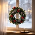 thumbnail image 4 of Artificial Cypress Christmas Wreath Pinecone Red Berry Front Door Hanging Holiday Decor, 4 of 6