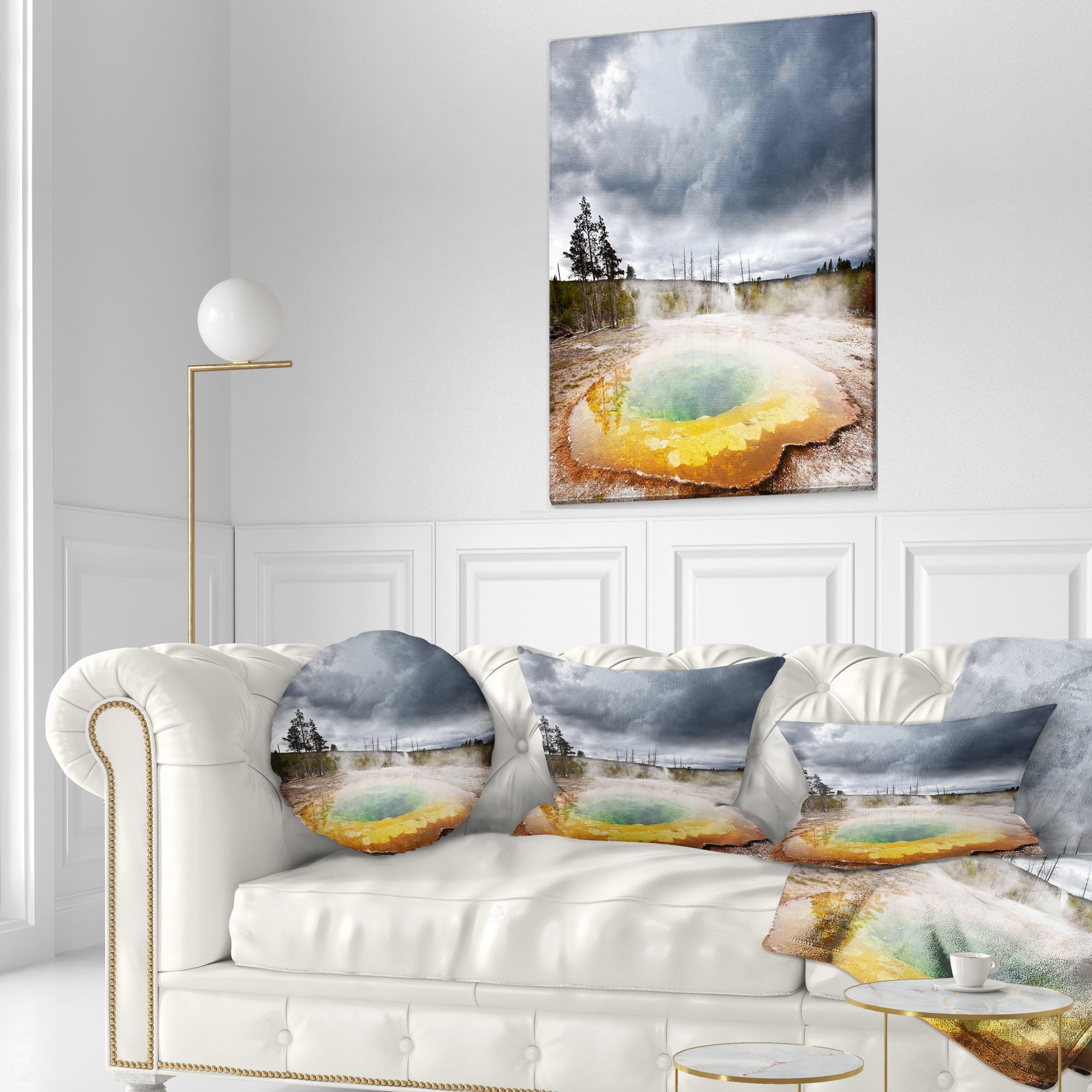 Designart Fantastic Morning Glory Pool - Landscape Printed Throw Pillow - 12x20