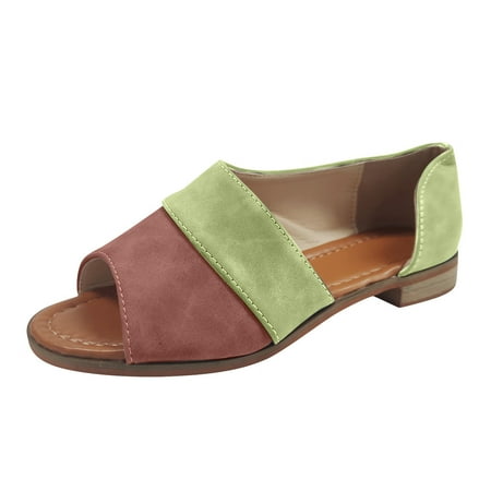 

sandals for Women Women Sandals Low Heel Slippers Sandals One Foot Wear Slippers Sandals Comfortable Walking Summer Wedges PU Dress Sandals for Women Green