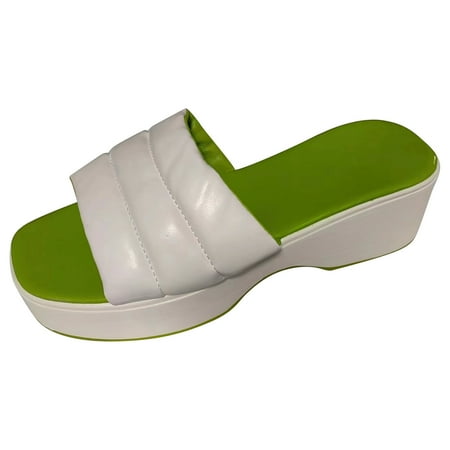 

Stamzod Women s Flat Shoes Ladies Thick Bottom Sandals Summer Causal Slippers Clearance White 39