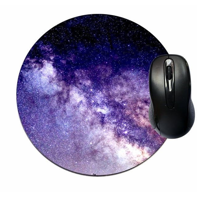 Mouse Mat Pad - Mousepad Cute Desk Round Circle Mousemat - Mouse Pad Galaxy - Purple Space