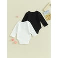 thumbnail image 4 of Bagilaanoe 2 Packs Newborn Baby Girl Rompers Long Sleeve Bodysuit 3M 6M 9M 12M 18M Infant Ribbed One Piece Jumpsuit, 4 of 9