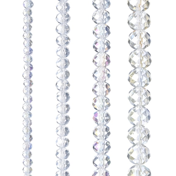 12 Packs: 4 ct. (48 total) Clear Faceted Glass Rondelle Beads by Bead Landing