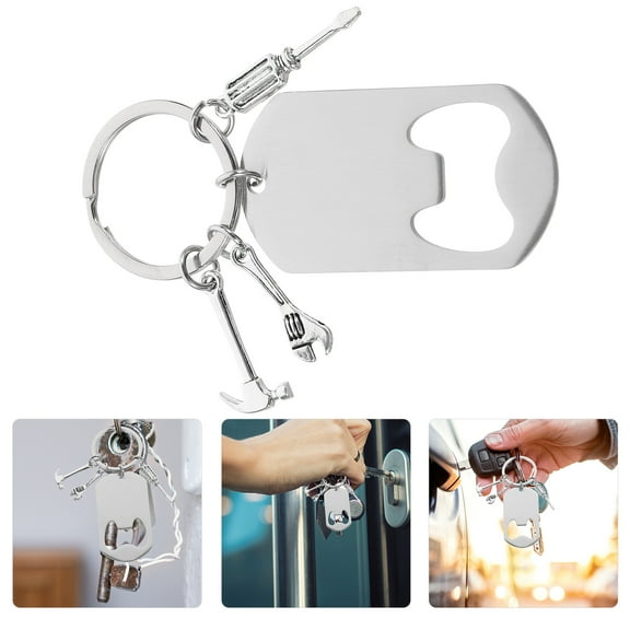 FUEENIRVA Creative Alloy Bottle Opener Keychain Silver 1Pcs