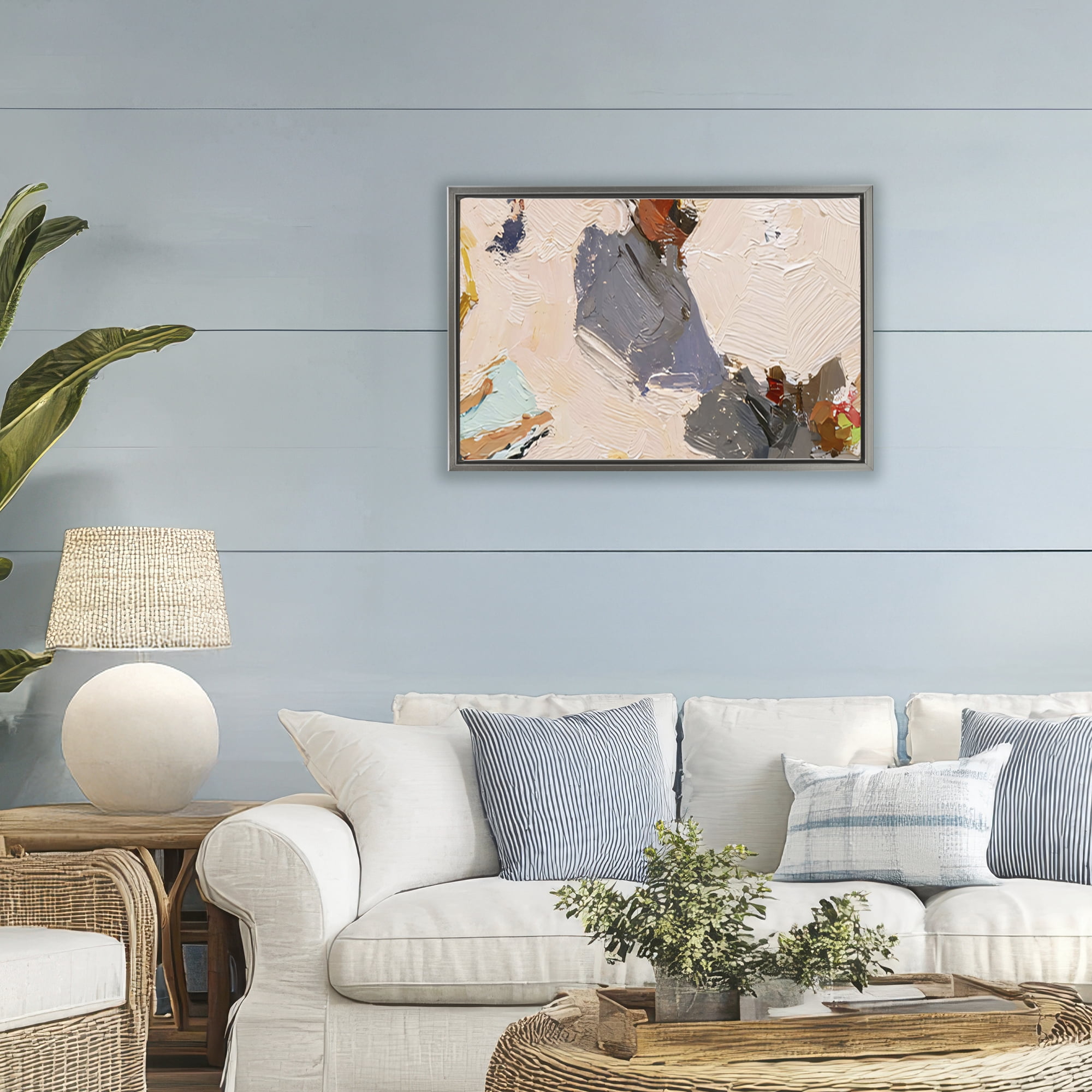 Stupell Industries Summer Beach Fun Expression Gray Framed Floater Canvas Wall Art, design by Jacky Ngan