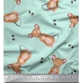 thumbnail image 1 of Soimoi Green Moss Georgette Fabric Footprints & Mouse Kids Printed Fabric 1 Yard 44 Inch Wide, 1 of 5