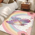 thumbnail image 4 of Purple Butterfly Area Rugs 2.7'x5', Washable Small Throw Rugs for Kitchen Bedroom, Cute Rainbow Spring Floral Botanical Indoor Outdoor Rug Non-Slip Low Pile Carpet Runner Reversible Floor Mats, 4 of 8