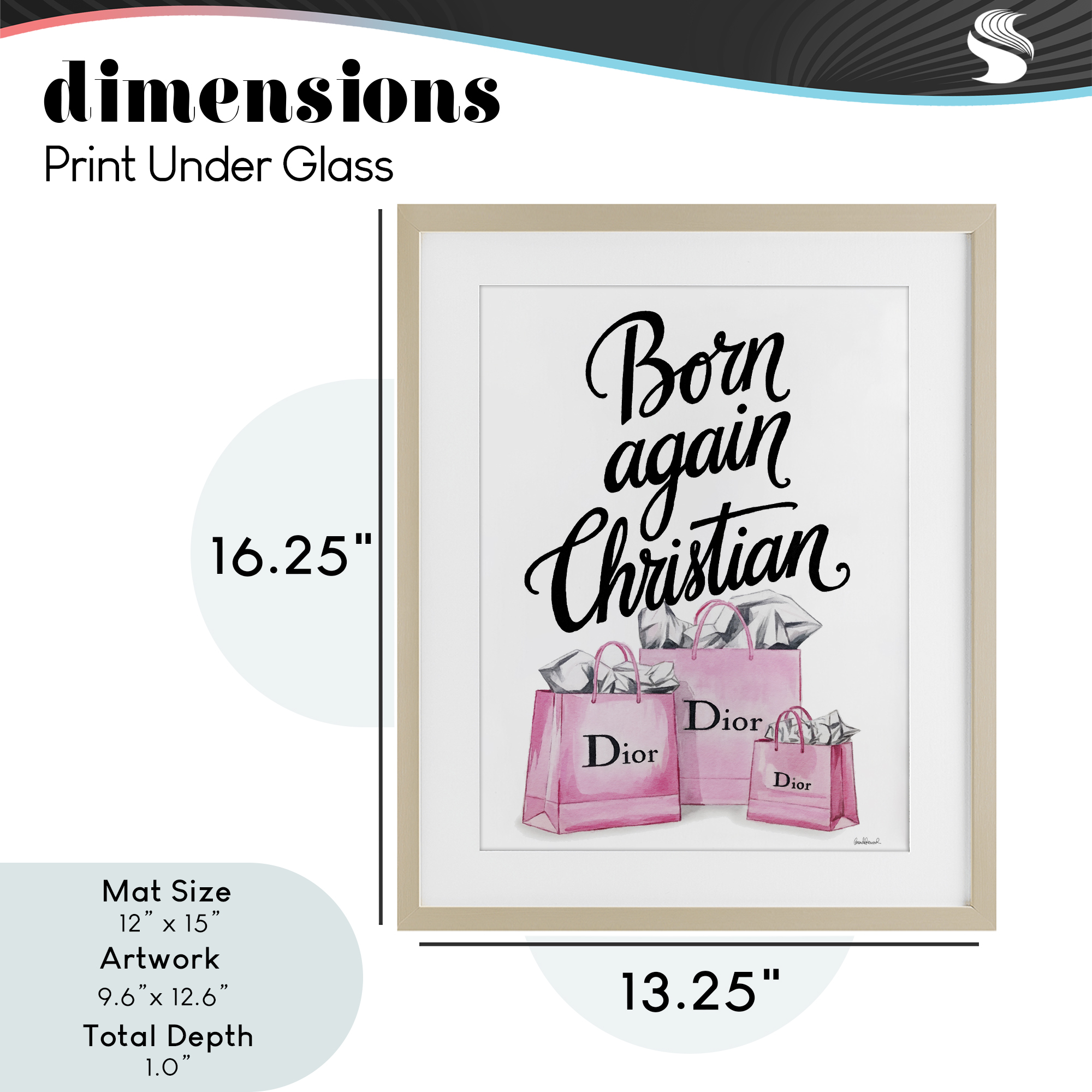 Pink Bags Born Again Christian Birch Framed Print Under Glass, design by Amanda Greenwood