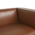 thumbnail image 6 of Noble House Denison Faux Leather Upholstered 3 Seater Sofa, Cognac Brown and Dark Walnut, 6 of 8