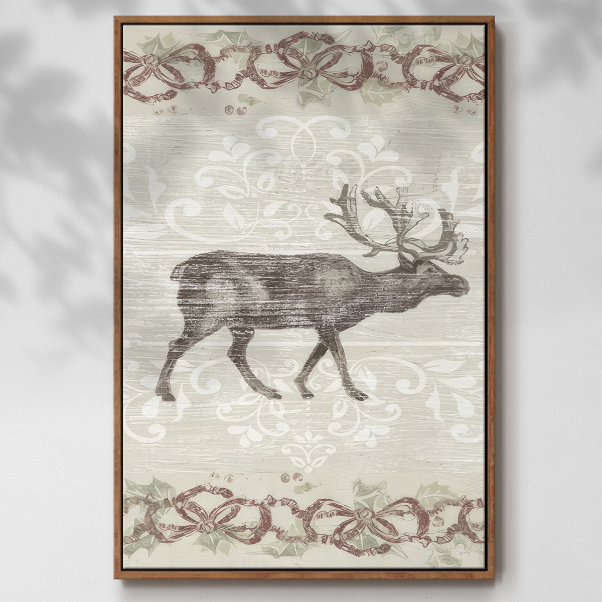 Cabin Christmas Collection B - Framed Gallery Wrapped Holiday Canvas - 25 x 37 - Rosewood Frame