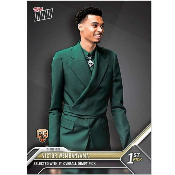 NBA 2023 Topps Now Basketball Victor Wembanyama D-1 (Rookie Card, Selected with 1st Overall Draft Pick)