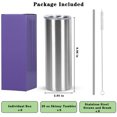 thumbnail image 5 of 8 Pack 20 oz Skinny Straight Tumbler Bulk, Stainless Steel Double Wall Insulated Tumblers with Lids and Straws, 20 oz Slim Travel Cup for Drinks Coffee Water, Diy Gift Tumbler, Silver, 5 of 6