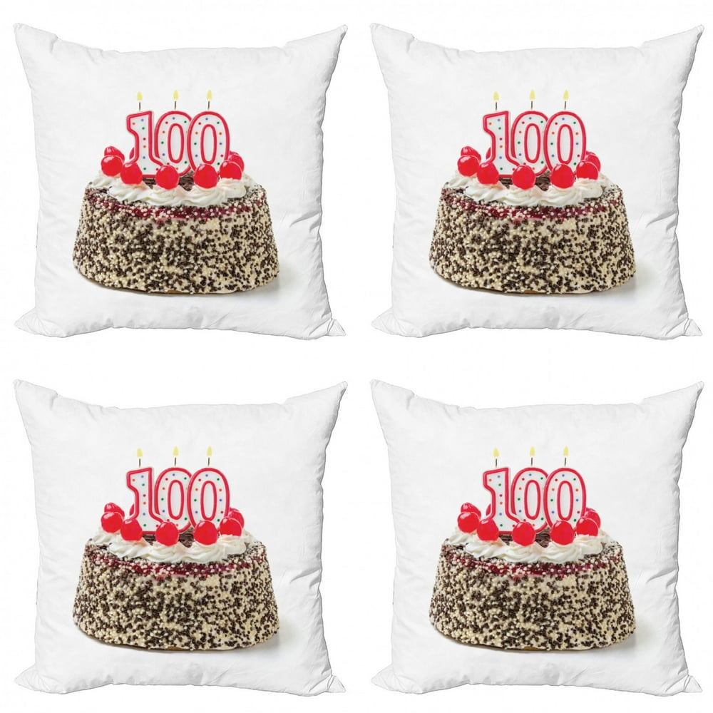 100th Birthday Throw Pillow Cushion Case Pack of 4, Photo of Pastry