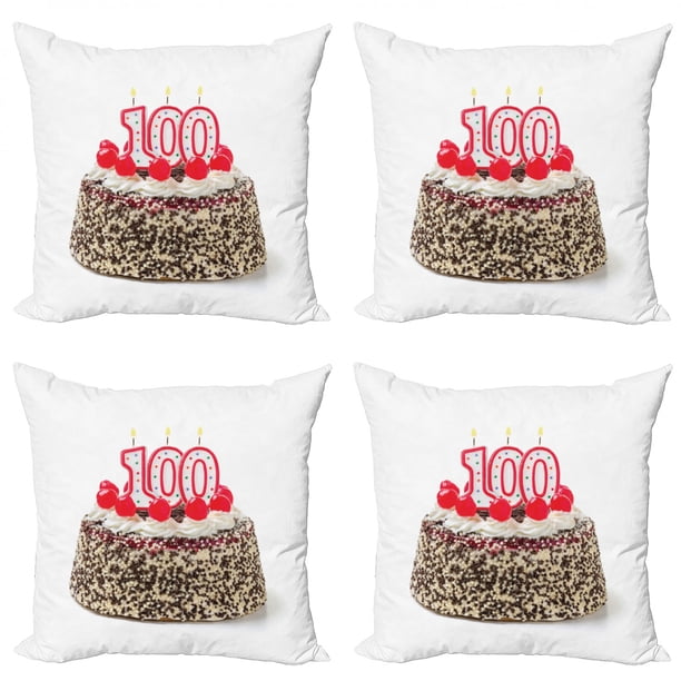 100th Birthday Throw Pillow Cushion Case Pack of 4, Photo of Pastry