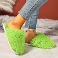 thumbnail image 4 of Bkhluea Fuzzy Faux Fur Slippers Women's Fluffy Long Hair Faux Fur Slip on Slides Fluffy Outdoor Flat Slippers Non-Slip Warm Home Slide Shoes, 4 of 7